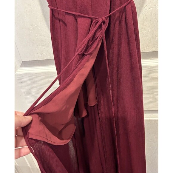 LULUS Heart Of Marigold Burgundy Wrap Maxi Dress Short Sleeve Size‎ XL Maroon - Picture 11 of 12